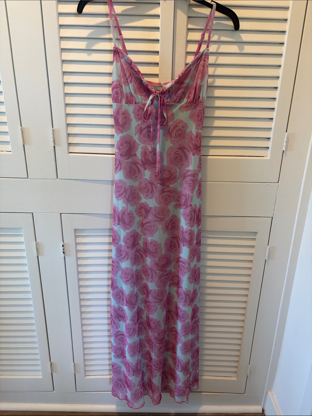 ASOS Pink Rose Print Slip Dress - Light Blue